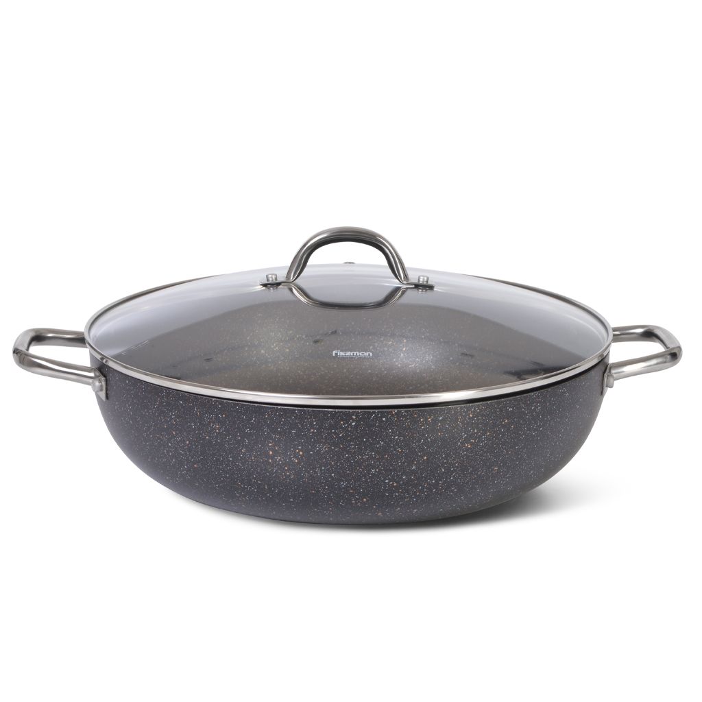 WOK panna PROMO 32x8,4cm/5500 ml ar stikla vāku (alumīnijs)