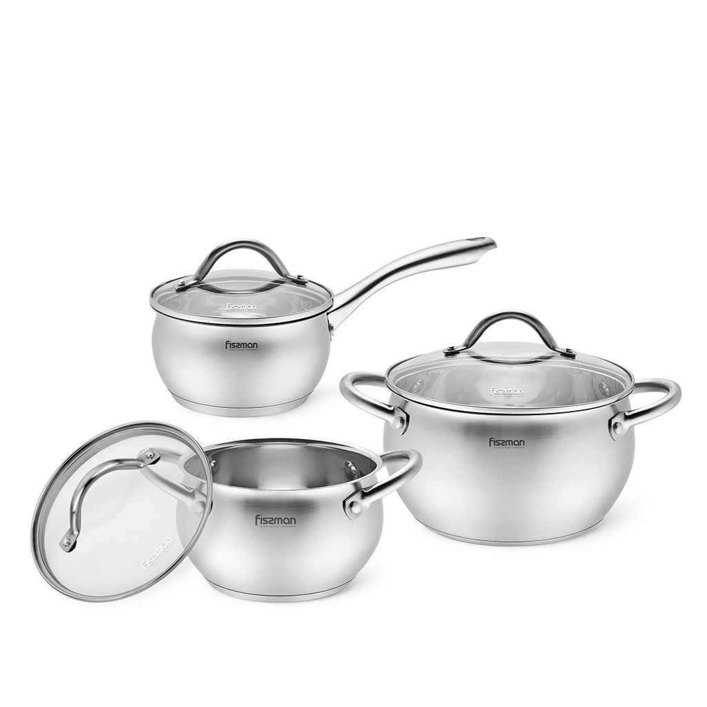 Katlu komplekts NANCY 6 pr. ar stikla vākiem  (nerūsējošais tērauds)