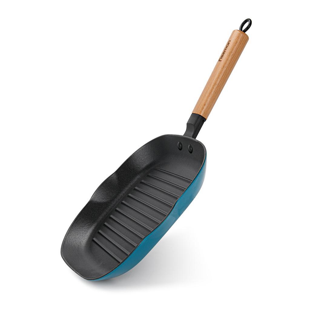 Grillpanna četrkantaina 28x3,0 сm ar koka rokturi (emaljēts čuguns)