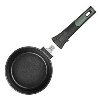 Katliņš ar garo rokturi BRILLIANT 16x7,5 cm/1300 ml ar noņemamu rokturi un stikla vāku (alumīnij)