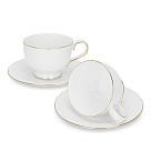 Kafijas tasīšu komplekts NOEMI 200 ml x 2 gab. ar apakštasītēm (kaula porcelāns)