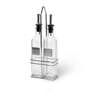 Pudeļu komplekts etiķim un eļļai 2x250 ml ar paliktni (stikls), art. 6518