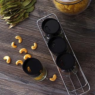 Komplekts garšvielām 4x100 ml uz paliktņa (stikls), art. 6431