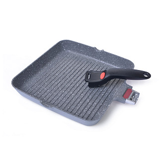 Grilpanna LA GRANITE 28x4,5 cm ar noņemamu rokturi  (alumīnijs)