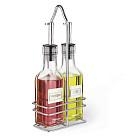 Pudeļu komplekts etiķim un eļļai 2x150 ml ar paliktni (stikls)