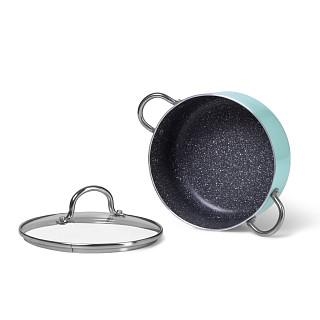 Katls MINI CHEF 18x8cm/1800 ml ar stikla vāku, akvamarīns (alumīnijs)