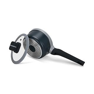 Katls ar garo rokturi Luxuria 16x8cm / 1,3 l ar stikla vāku (alumīnijs)