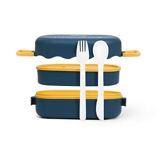 Pusdienu kaste divu nodalījumu 19x9x8 cm 800 ml, zaļa (plastmasa)