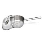 Katliņš ar garo rokturi BAMBINO 14x6,5 см/900 ml ar stikla vāku (nerūsējošais tērauds)