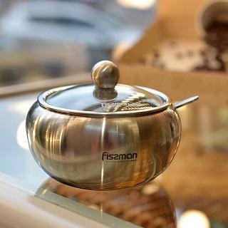 Cukurtrauks ar vāku un karotīti 350 ml (nerūsējošais tērauds)