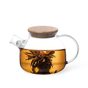 Tējkanna 800ml ar tērauda filtru un bambusa vāku