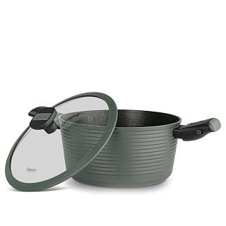 Katls BRILLIANT 28x13,5 cm/7100 ml ar noņemamiem rokturiem un stikla vāku (alumīnijs)