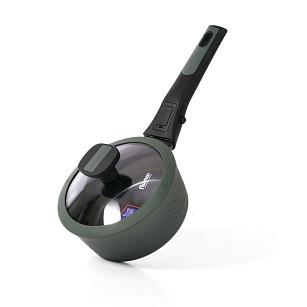 Katliņš ar garo rokturi BRILLIANT 16x7,5 cm/1300 ml ar noņemamu rokturi un stikla vāku (alumīnij)