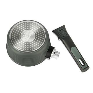 Katliņš ar garo rokturi BRILLIANT 16x7,5 cm/1300 ml ar noņemamu rokturi un stikla vāku (alumīnij)