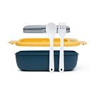 Pusdienu kastīte ar 2 nodalījumiem 20.5x13x6.5 cm / 1000 ml, dzeltena (plastmasa)