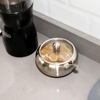 Cukurtrauks ar vāku un karotīti 350 ml (nerūsējošais tērauds)