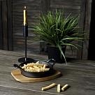 Panna ar diviem rokturiem 18x4,5 cm un koka paliktni (čuguns)