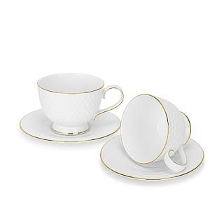 Tasīšu komplekts NOEMI 300 ml x 2 gab. ar apakštasītēm (kaula porcelāns)