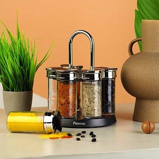 Komplekts garšvielām 6x90 ml uz paliktņa (stikls)